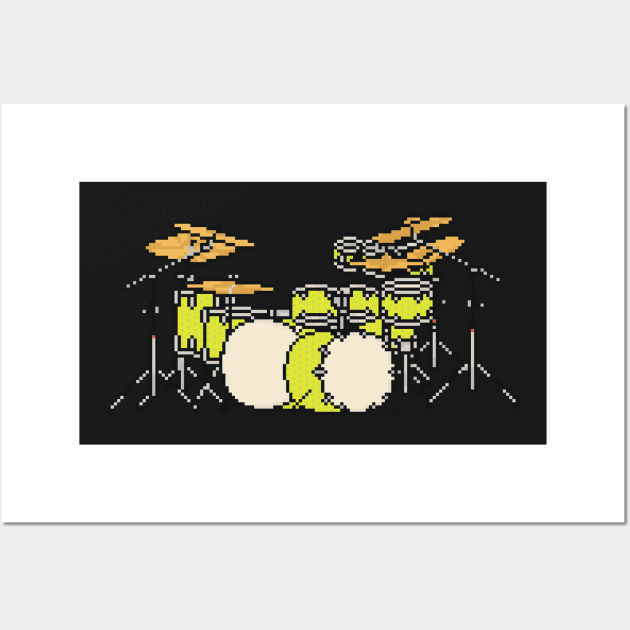 Pixel Yellow Glo Drums Wall Art by gkillerb